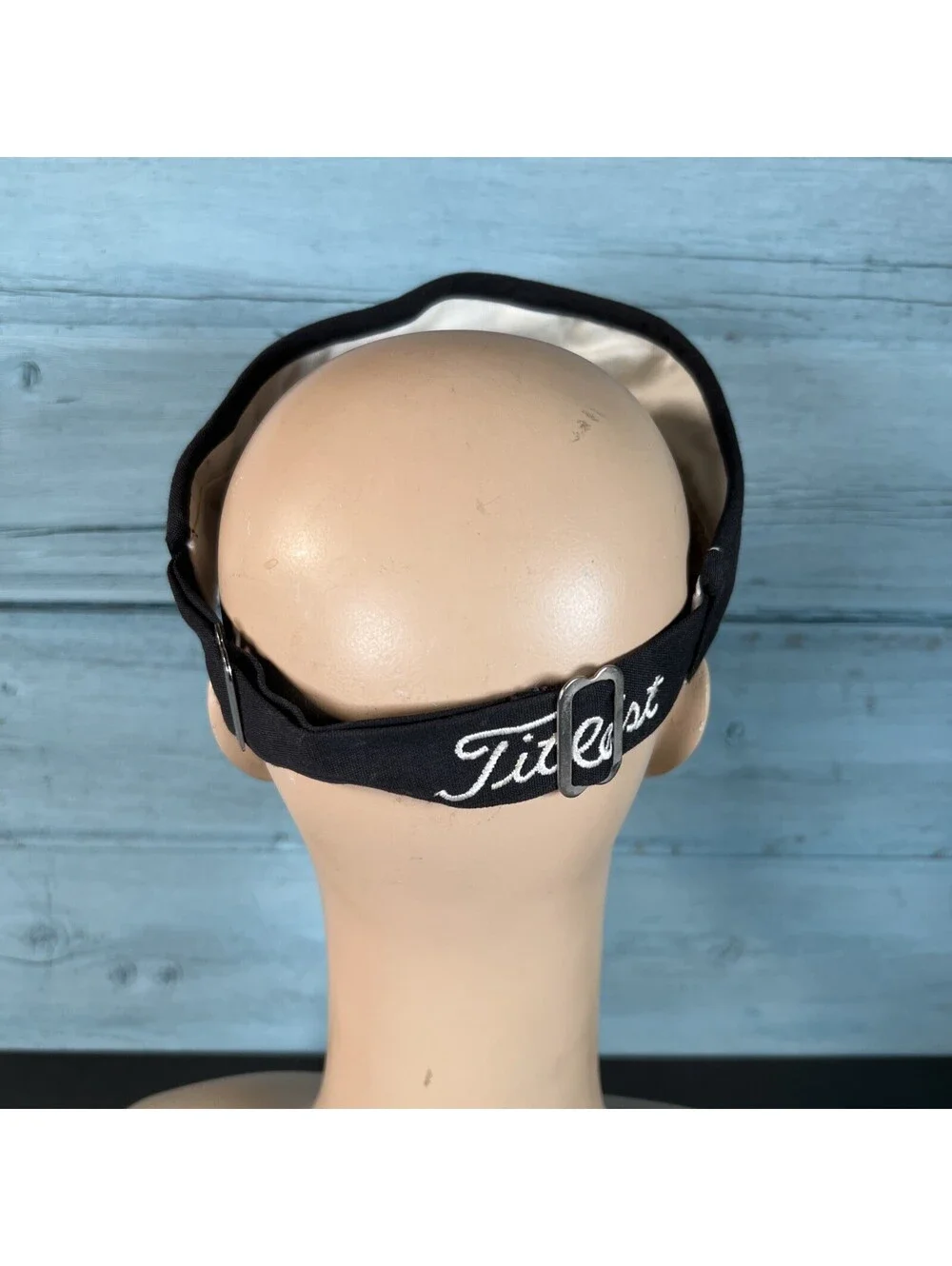 Vintage Titlelist Golf Visor Black White Embroidered Logo Adjustable Texace USA